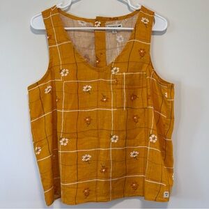 Toad&Co Yellow Floral Checkered Tank Top